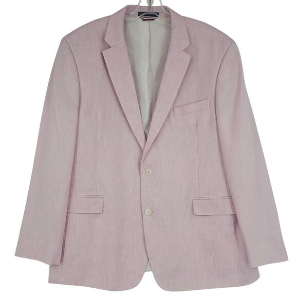 Tommy Hilfiger Powder Pink linen Blend Sports Coat Jacket Men's Size 46 R 3665 - Picture 1 of 8